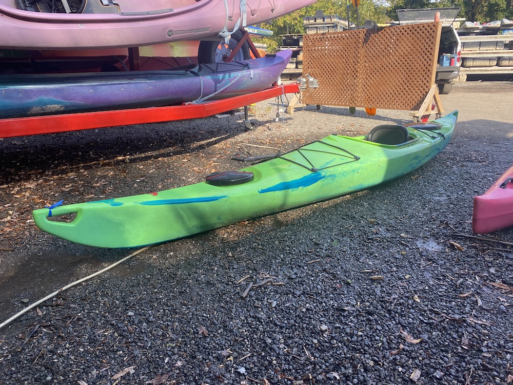 a boat that is sitting on the ground