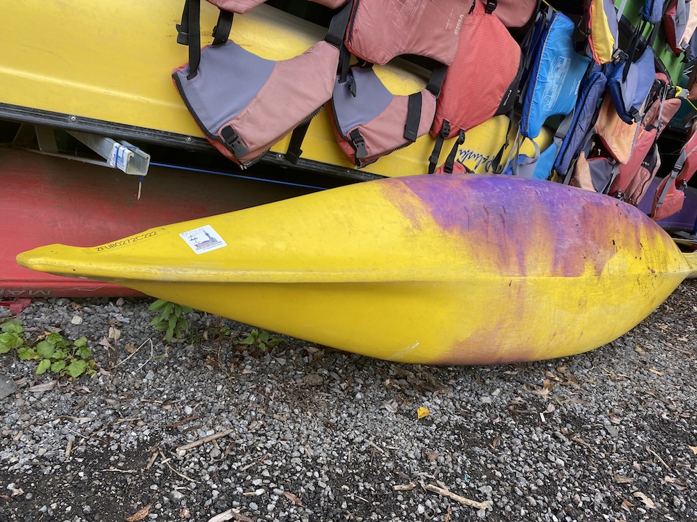 a banana sitting on top of a bag